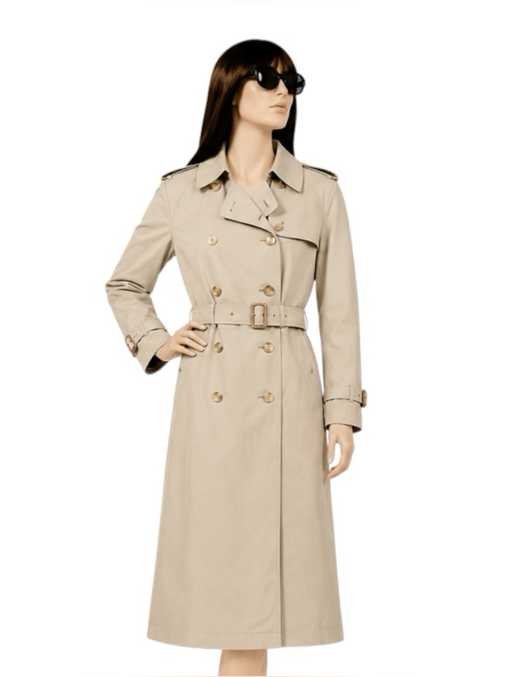 Vintage Burberrys Double-Breasted Trench Coat Nova Check Lining Size 6 Long